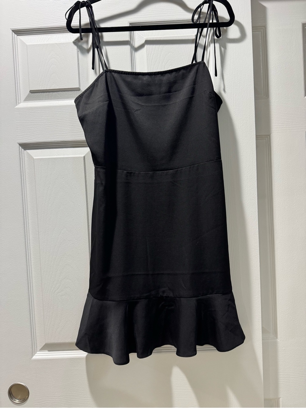 Express Black Tie-Shoulder Mini Dress with Ruffle Hem summer dress